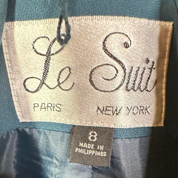 LE Suit Double Breasted Teal Suit Jacket Silver Buttons Peacoat Style Size 8 - Picture 4 of 6